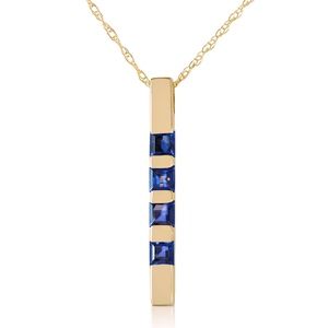 14K. SOLID GOLD NECKLACE BAR WITH NATURAL SAPPHIRE